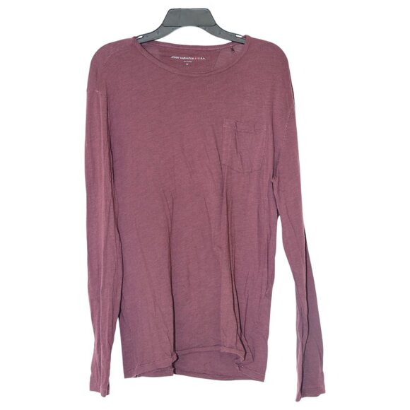 John Varvatos Shirt Mens Medium Maroon Front Pocket Garment-Dyed Pullover Tee. - Picture 1 of 8